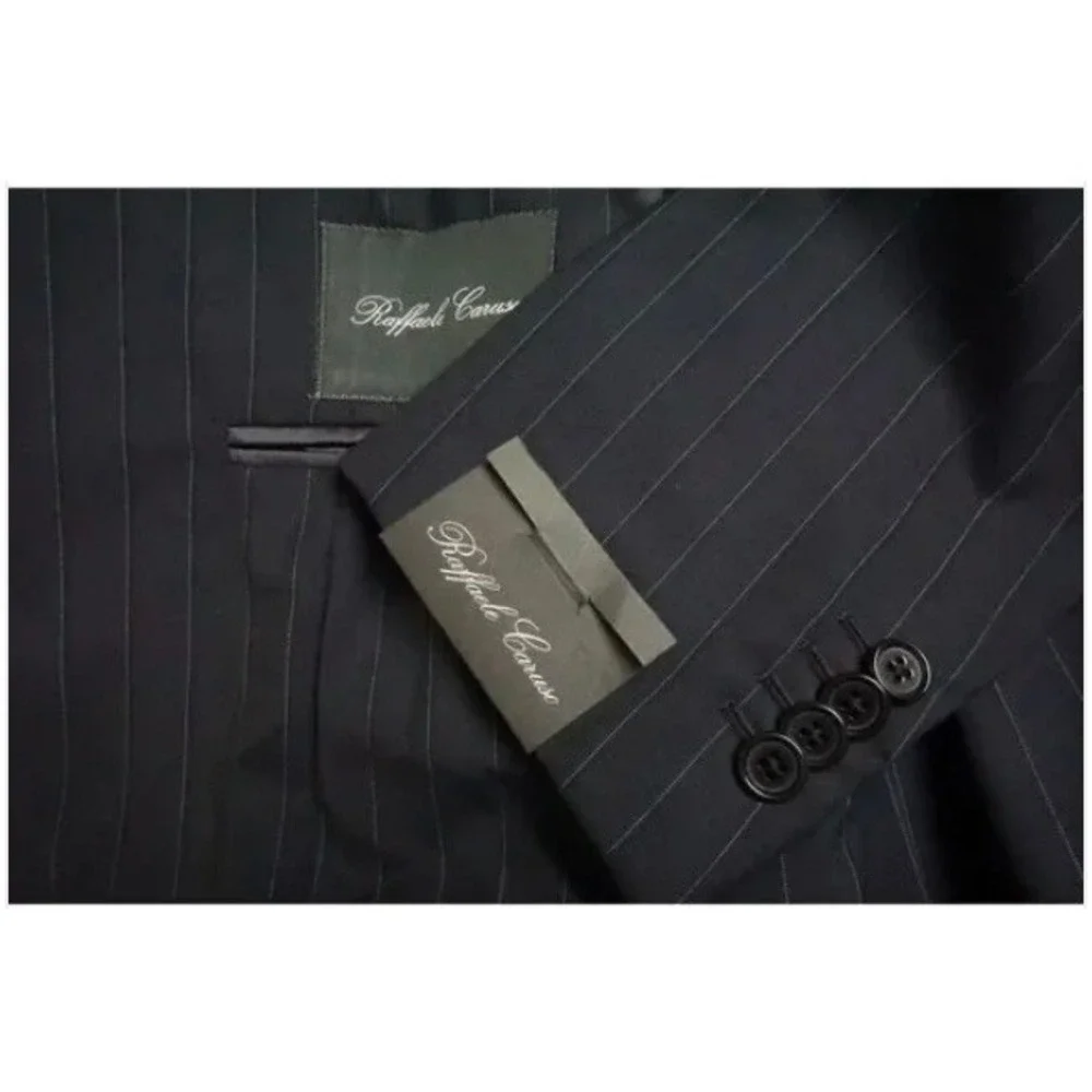 Raffaele Caruso Ghibli Suit46R 7 Drop Navy Pinstripe 100% Wool Made In Italy NWT